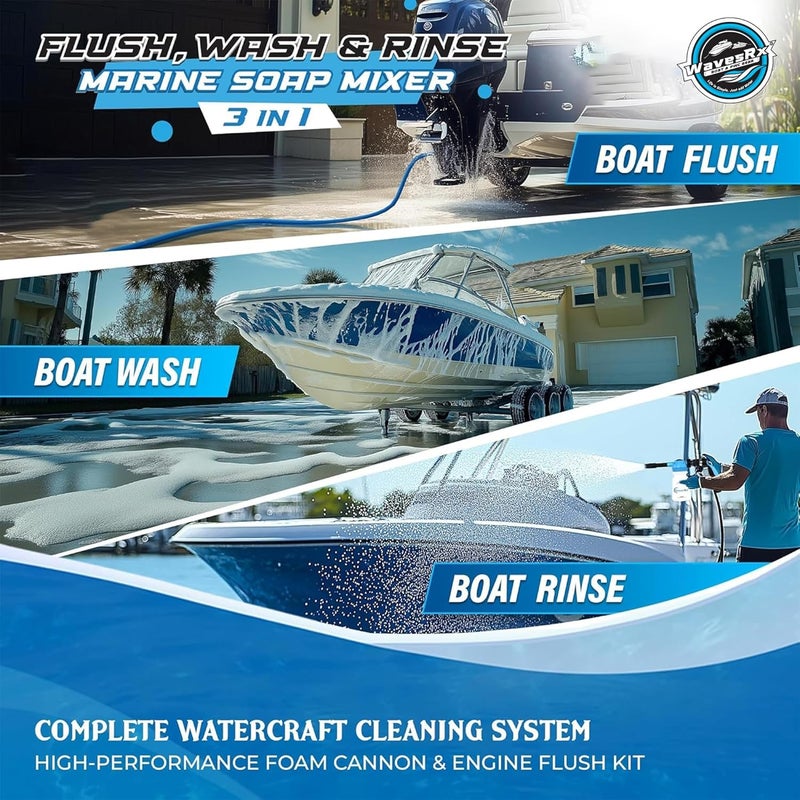 WAVESRX PWC & Boat Wash Sprayer & Engine Flush Mixer to Wash Salt Away | Dual-Use Marine Soap Foamer to Quickly Wash and Rinse | Cleaning Kit for Boating with Garden Hose Quick-Connect - Image 2